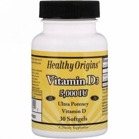 Healthy Origins, ビタミンD3　5,000 IU　30ソフトジェル (Discontinued Item)