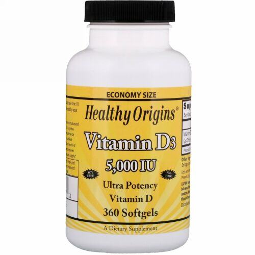 Healthy Origins, ビタミンD3, 5,000 IU, 360ソフトゼリー (Discontinued Item)