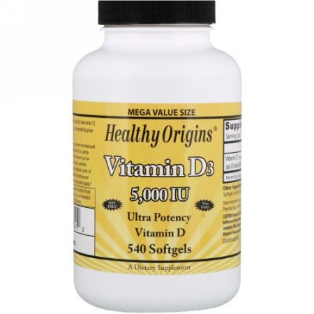 Healthy Origins, ビタミンD3, 5,000 IU, 540粒（ソフトゼリー） (Discontinued Item)