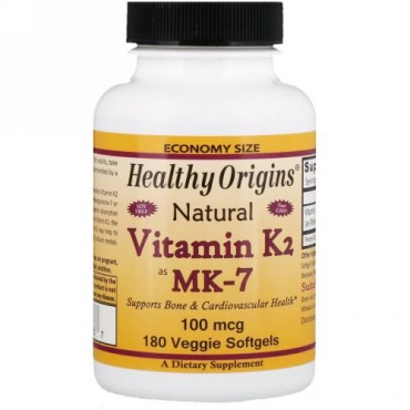 Healthy Origins, ビタミンK2（MK7）、自然、100 mcg、180 ベジタリアンソフトジェル (Discontinued Item)