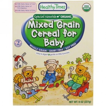 Healthy Times, オーガニック、赤ちゃん用穀物シリアルミックス、8オンス (227 g) (Discontinued Item)