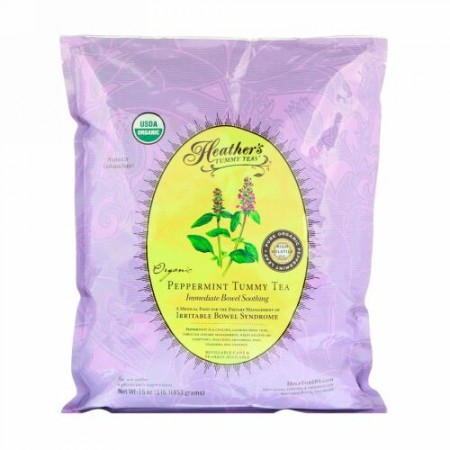 Heather's Tummy Care, オーガニックペッパーミント・タミーティー、腸を即鎮静化、カフェインフリー、453g（16 oz）