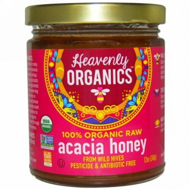 Heavenly Organics, アカシアハニー、100％オーガニックで生、12 oz (340 g) (Discontinued Item)