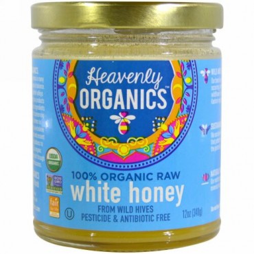Heavenly Organics, 100％オーガニック 生のホワイトハニー, 12オンス（340 g） (Discontinued Item)