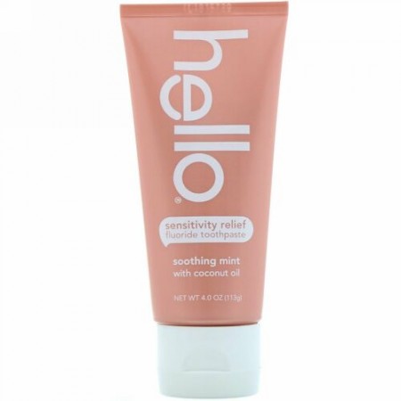 Hello, センシティビティリリーフ・フッ化物歯磨き粉、さっぱりミント、4 oz (113 g)