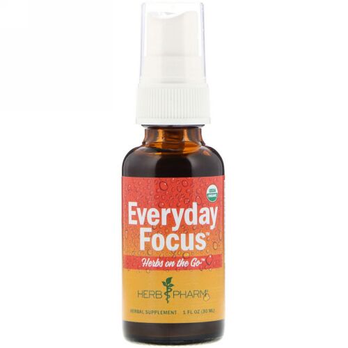 Herb Pharm, ハーブオンザゴー、毎日の集中力、1液量オンス (30 ml)