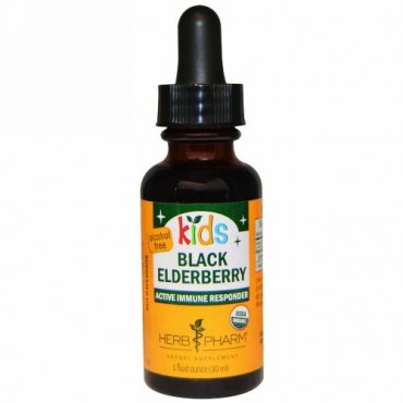 Herb Pharm, キッズ、 ブラックエルダーベリー、 アルコール不使用、 1 fl oz (30 ml)