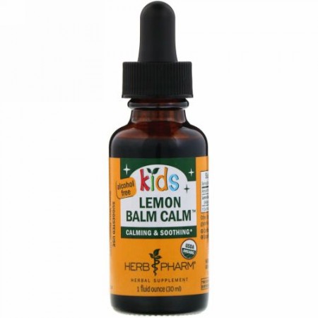 Herb Pharm, キッズ オーガニックレモンバーム カーム、 アルコール不使用、 1 fl oz (30 ml)