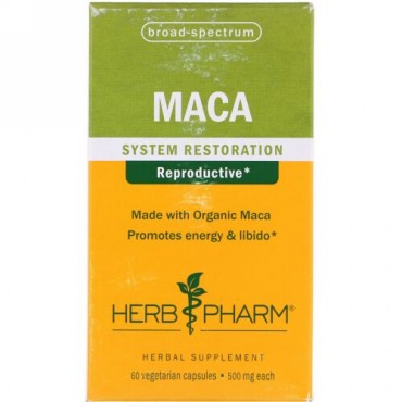 Herb Pharm, マカ、500 mg、ベジキャップ60錠