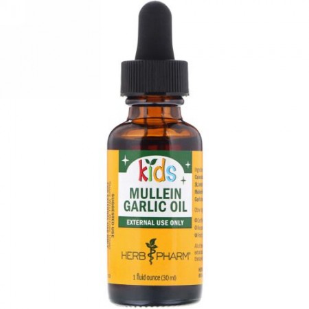 Herb Pharm, ムレイン/ガーリック キッズ イヤーオイル、 1 fl oz (30 ml)
