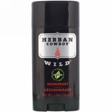 Herban Cowboy, マキシマムプロテクションデオドラント、 ワイルド、 2.8 oz (80 g)
