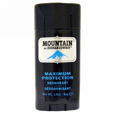 Herban Cowboy, マキシマムプロテクションデオドラント、マウンテン、 2.8 oz (80 g) (Discontinued Item)