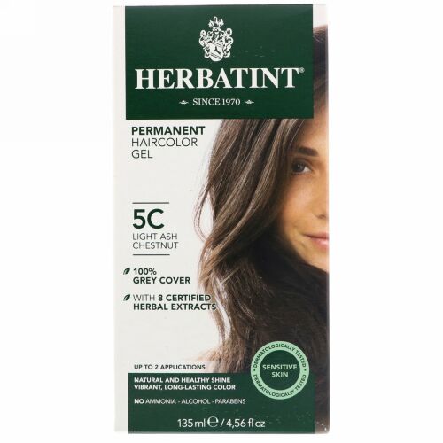 Herbatint, パーマネントヘアカラージェル、5C、ライトアッシュチェストナット、135ml（4.56fl oz）