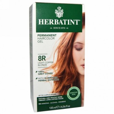 Herbatint, パーマネント・ハーバルヘアカラー・ジェル、8R ライトコッパーブロンズ、4.56 fl oz, (135 ml)