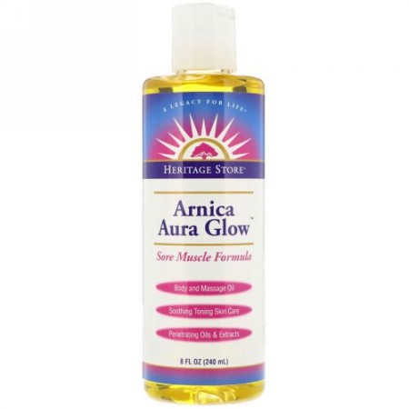 Heritage Store, アルニカ グロー、ボディー・マッサージ オイル、筋肉痛用フォーミュラ、8 fl oz (240 ml) (Discontinued Item)