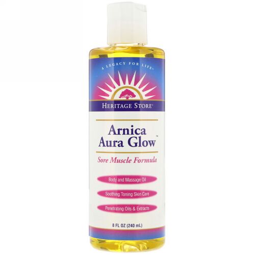 Heritage Store, アルニカ グロー、ボディー・マッサージ オイル、筋肉痛用フォーミュラ、8 fl oz (240 ml) (Discontinued Item)