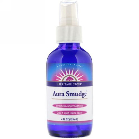 Heritage Store, オーラ スマッジ、スモークレス ジュニパー セージ ミスト、4 fl oz (120 ml)