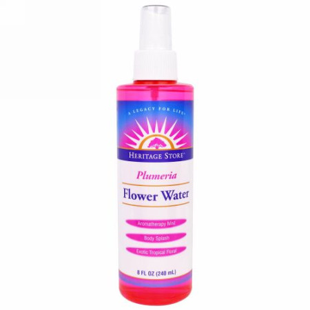 Heritage Store, フラワーウォーター、プルメリア、8 fl oz (240 ml) (Discontinued Item)