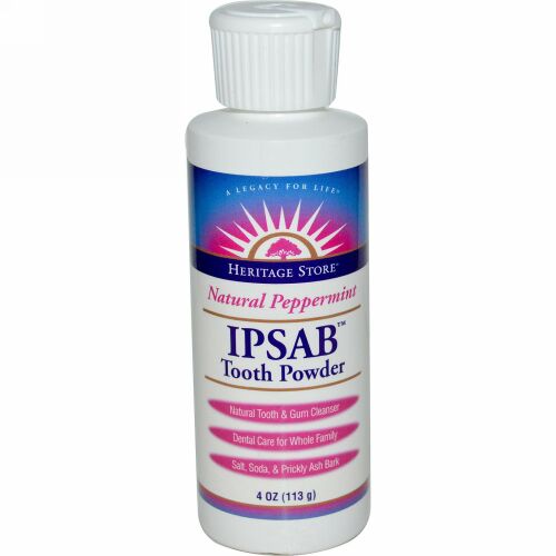 Heritage Store, IPSAB Tooth Powder, ナチュラルペパーミント, 4オンス (113 g)