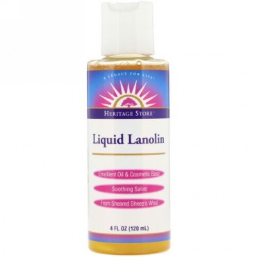 Heritage Store, Liquid Lanolin, Fragrance Free, 4 fl oz (120 ml) (Discontinued Item)