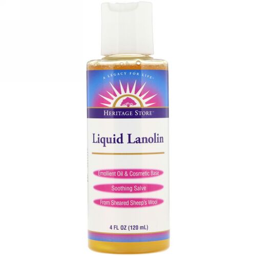 Heritage Store, Liquid Lanolin, Fragrance Free, 4 fl oz (120 ml) (Discontinued Item)