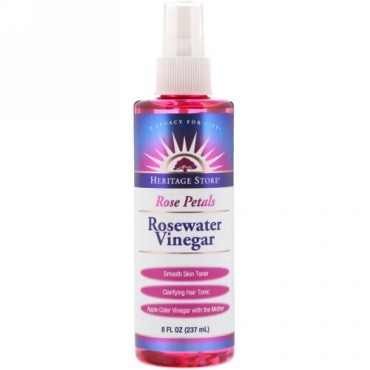 Heritage Store, Rosewater Vinegar, Rose Petals, 8 fl oz (237 ml)