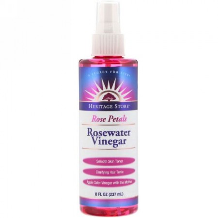 Heritage Store, Rosewater Vinegar, Rose Petals, 8 fl oz (237 ml)