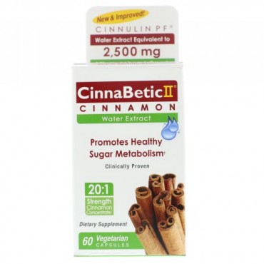 Hero Nutritional Products, CinnaBetic II、シナモンウォーターエキス、60ベジタリアンカプセル (Discontinued Item)