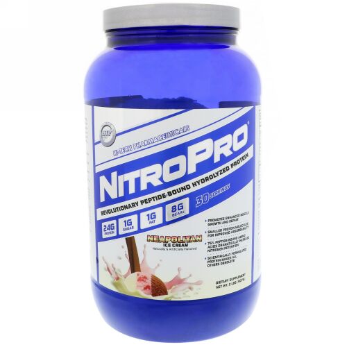 Hi Tech Pharmaceuticals, NitroPro, Hydrolyzed Protein, Neapolitan Ice Cream, 2 lbs (907 g) (Discontinued Item)