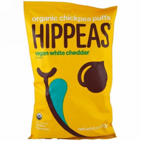 Hippeas, オーガニックひよこ豆パフ、ビーガンホワイトチェダー、4 oz (113 g) (Discontinued Item)