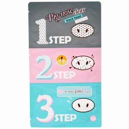 Holika Holika, ピッグ・ノーズ毛穴黒ずみ除去、3ステップキット、1回分