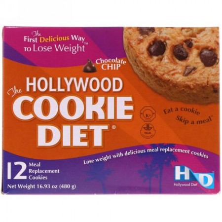 Hollywood Diet, ハリウッドクッキーダイエット、 チョコレートチップ、 食事代用クッキー12枚 (Discontinued Item)