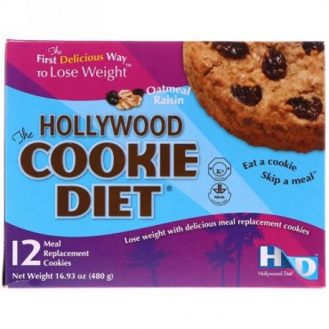 Hollywood Diet, ザ・ハリウッド・クッキー・ダイエット、オートミール レーズン、食事代替クッキー12個 (Discontinued Item)