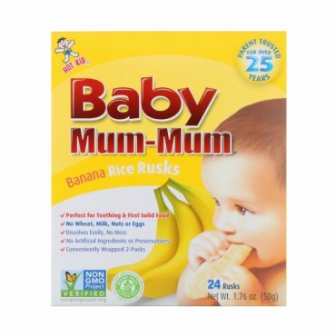 Hot Kid, ベビーマムマム、バナナライスラスク、24ラスク、1.76オンス (50 g)