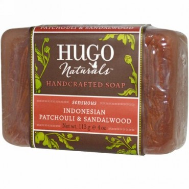 Hugo Naturals, ハンドクラフテッドソープ、インドネシアパチョリ＆サンダルウッド、4 oz (113 g) (Discontinued Item)