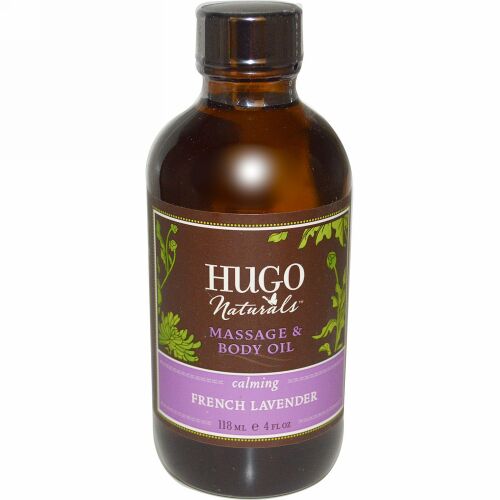Hugo Naturals, マッサージ & ボディオイル、フレンチラベンダー、4 fl oz (118 ml) (Discontinued Item)