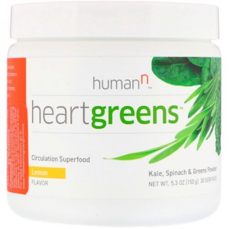 HumanN, ハートグリーンズ、血行を促進するスーパーフード、レモン味、5.3 oz (150 g) (Discontinued Item)