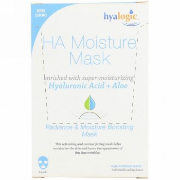 Hyalogic, HAモイスチャーマスク、4枚 (Discontinued Item)