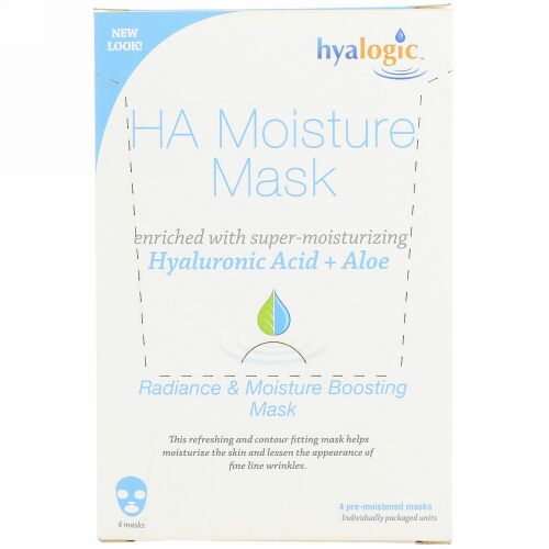 Hyalogic, HAモイスチャーマスク、4枚 (Discontinued Item)