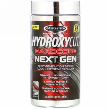 Hydroxycut, ハードコアネクストジェネレーション、減量、カプセル100粒