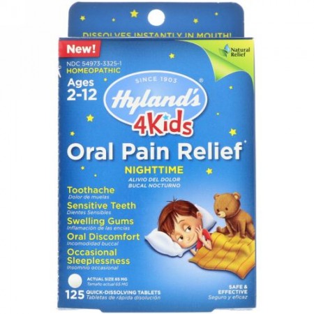 Hyland's, 4キッズ、オーラルペインリリーフ、夜用、2-12歳用、125錠 (Discontinued Item)