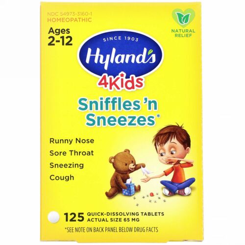 Hyland's, 4キッズ、スニッフルアンドスニーズ、2～12歳用、すぐに溶けるタイプ125錠