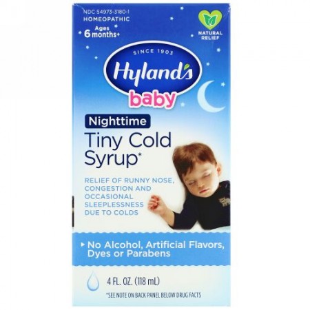 Hyland's, Baby, Tiny Cold Syrup, Nighttime, Ages 6 Months+, 4 fl oz (118 ml)