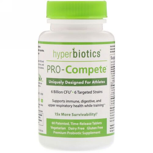 Hyperbiotics, PRO-Compete, Uniquely Designed for Athletes, 6 Billion CFU, 60 Time-Release Tablets (Discontinued Item)