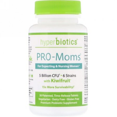 Hyperbiotics, PRO-Moms、キウイフルーツ配合、50億CFU（コロニー形成単位）、持続性タブレット 30錠