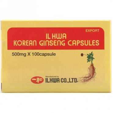 Ilhwa, 朝鮮人参カプセル、500 mg、カプセル100錠