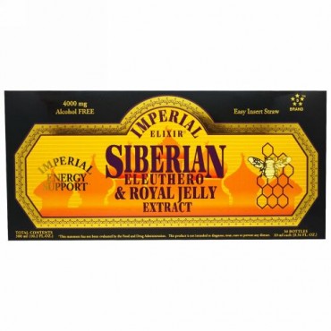 Imperial Elixir, シベリアンエレウテロ & ローヤルゼリーエキス, アルコールフリー, 4000 mg, 30 ボトル, 各 0.34 液量オンス (10 ml)