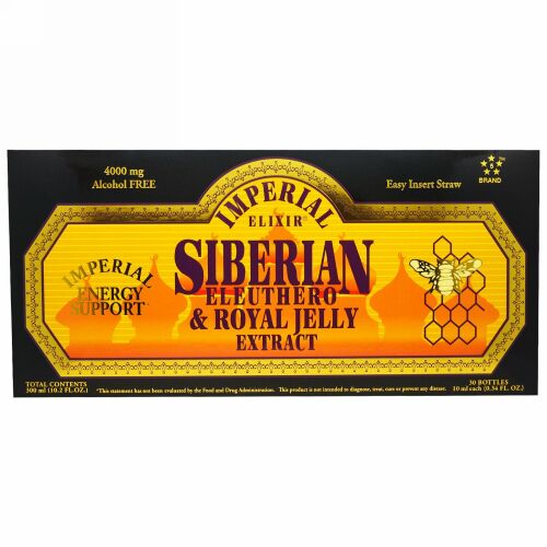 Imperial Elixir, シベリアンエレウテロ & ローヤルゼリーエキス, アルコールフリー, 4000 mg, 30 ボトル, 各 0.34 液量オンス (10 ml)