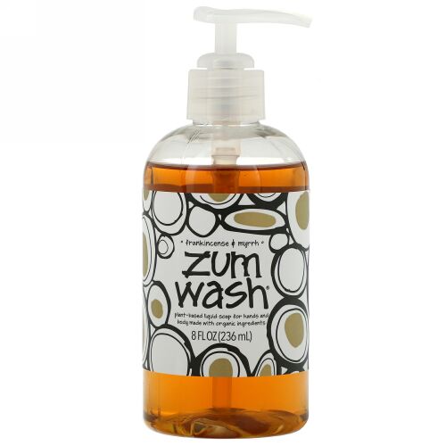 Indigo Wild, ズム（Zum）ウォッシュ、ナチュラルリキッドソープ ハンド ＆ ボディ用、フランキンセンス  & ミルラ、8 fl oz (225 ml)