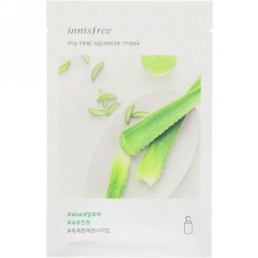 Innisfree, マイリアルスクイーズマスク、アロエ、1枚、0.67 fl oz (20 ml) (Discontinued Item)